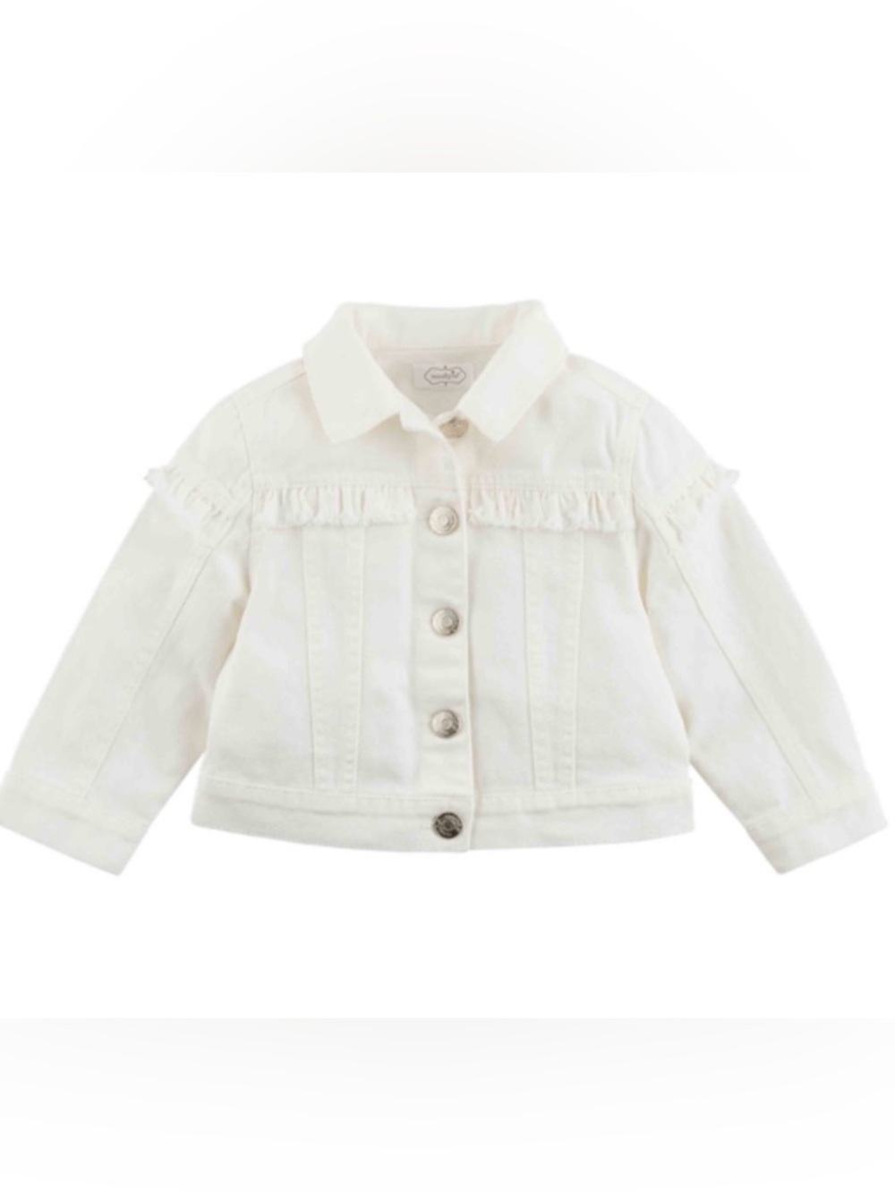 Mud Pie Kids White Ruffle-Trim Denim Jacket -size 4T -5T